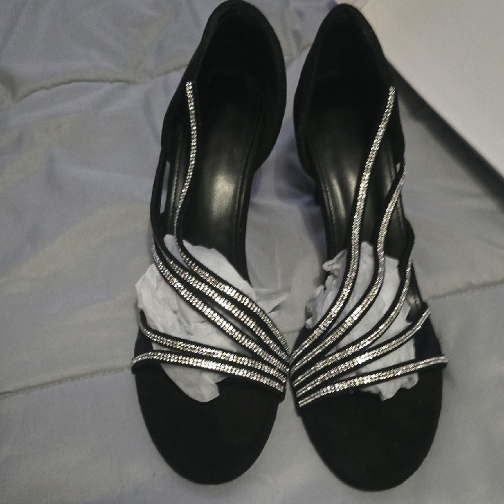 Elegant Black and Silver Women's Heels